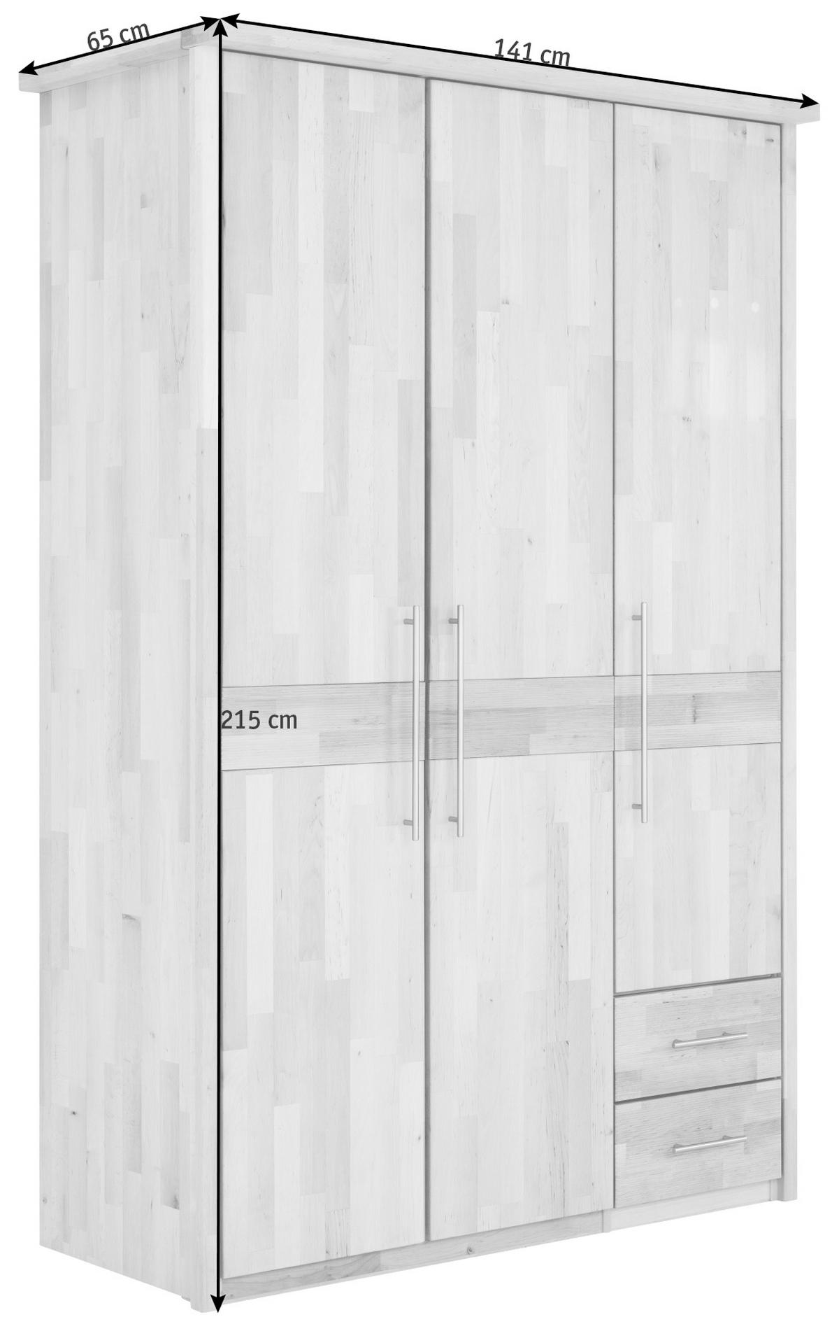 DREHTÜRENSCHRANK 141/215/65 cm 3-türig  - Chromfarben/Erlefarben, Natur, Holz/Metall (141/215/65cm) - Linea Natura