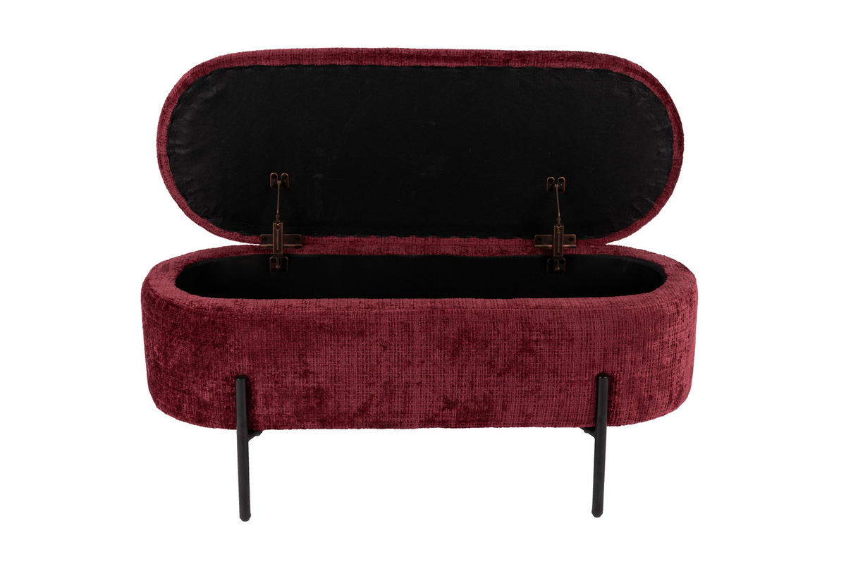 HOCKERBANK in Metall, Textil Schwarz, Dunkelrot  - Schwarz/Dunkelrot, Design, Textil/Metall (95/36/43cm)