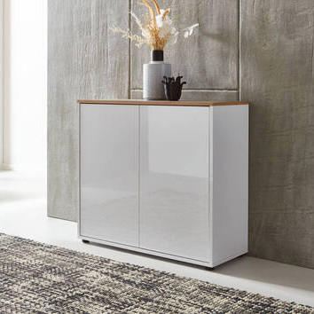 KOMMODE Mailand Typ 4  in 79/73/33 cm  - Weiß Hochglanz/Schwarz, MODERN, Holzwerkstoff/Kunststoff (79/73/33cm) - MID.YOU