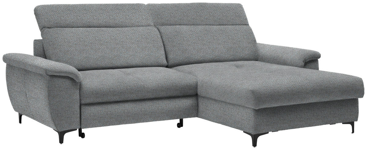 ECKSOFA Blaugrau Chenille  - Blaugrau/Schwarz, Design, Textil/Metall (185/256cm) - Stylife