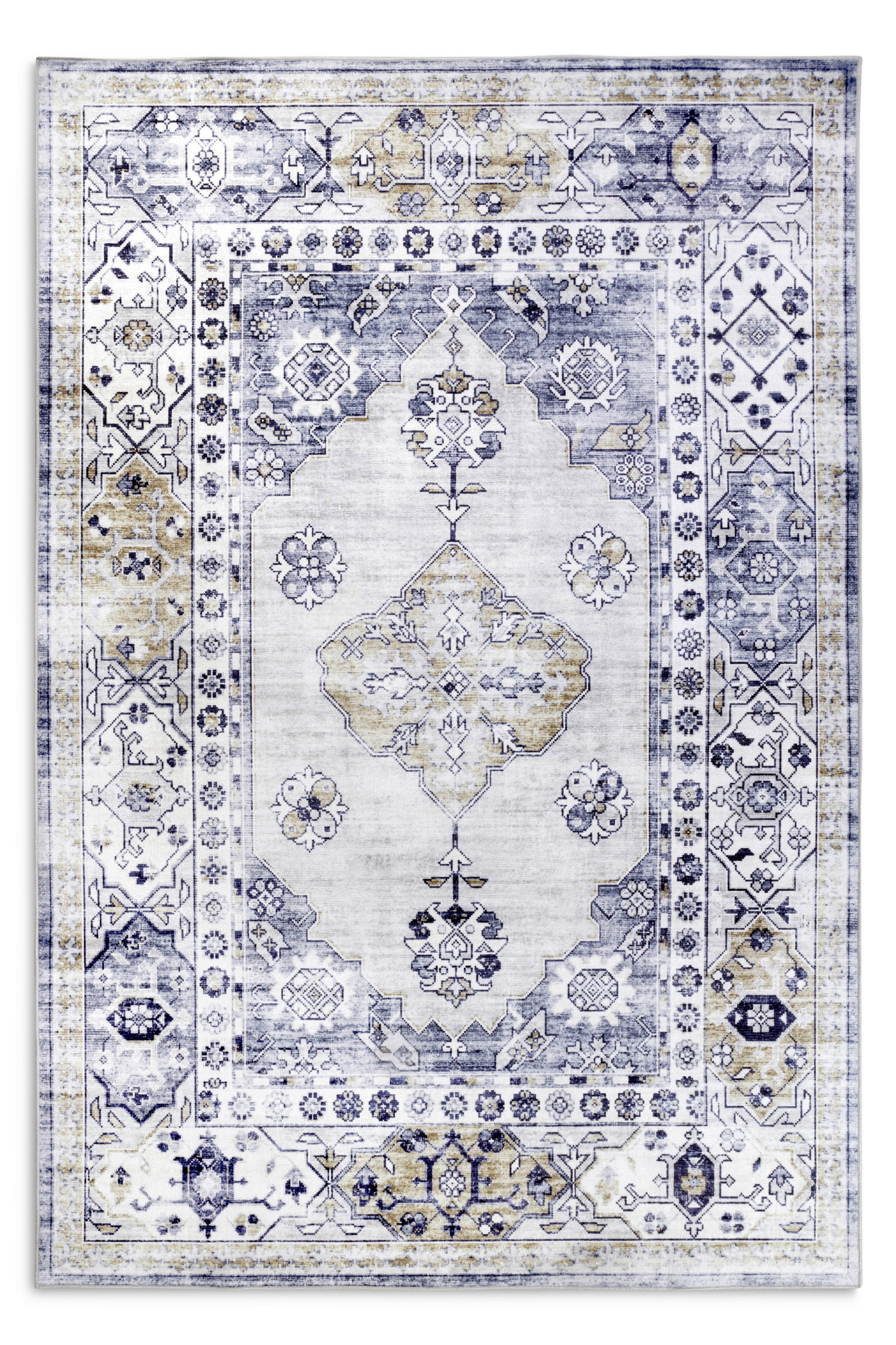 VINTAGE-TEPPICH 80/150 cm Asya Goldfarben, Dunkelblau  - Goldfarben/Dunkelblau, Design, Kunststoff (80/150cm)