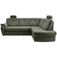 ECKSCHLAFSOFA Chenille Dunkelgrün  inkl. Bettkasten, Schlaffunktion, Kopfstütze, Liegefläche im Originalstoff  - Chromfarben/Dunkelgrün, MODERN, Kunststoff/Textil (264/180cm) - Livetastic