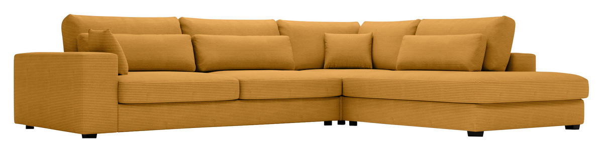 ECKSOFA in Cord Gelb  - Gelb/Schwarz, Konventionell, Kunststoff/Textil (314/250cm) - Carryhome