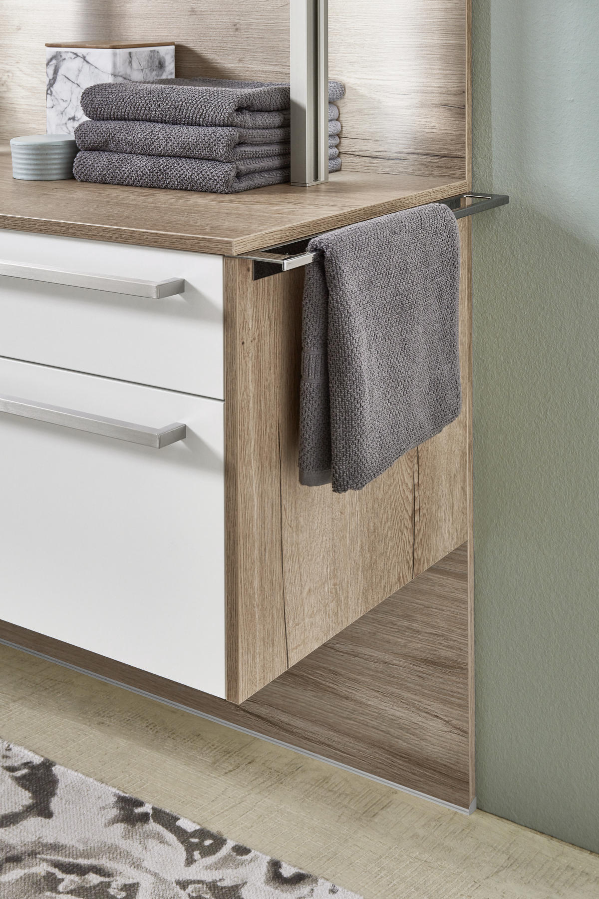 BADEZIMMER  in 197,8 cm  - Weiss/Eichefarben, Modern, Glas/Holzwerkstoff (197,8cm) - Celina Home