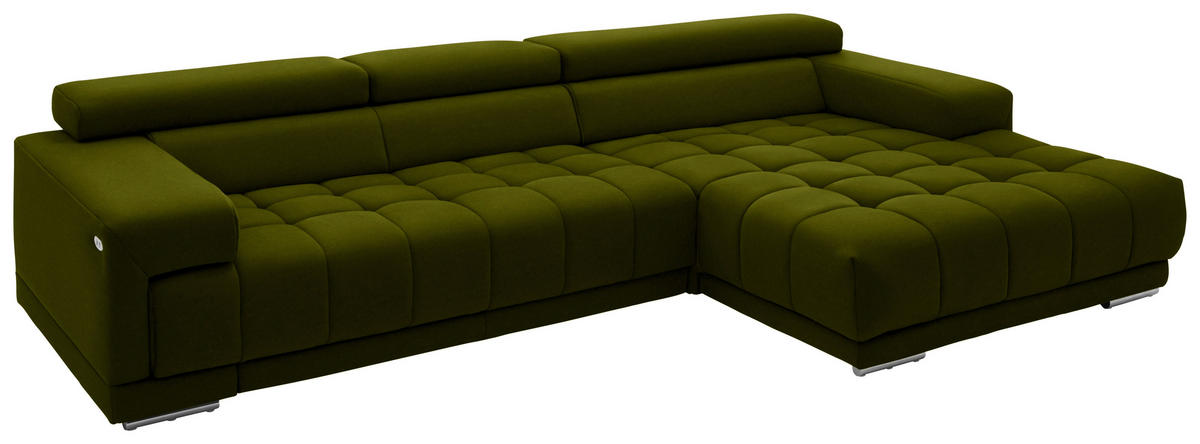 ECKSOFA  in Mikrofaser Grün  335/190 cm  - Silberfarben/Grün, Design, Textil/Metall (335/190cm) - Beldomo Speed