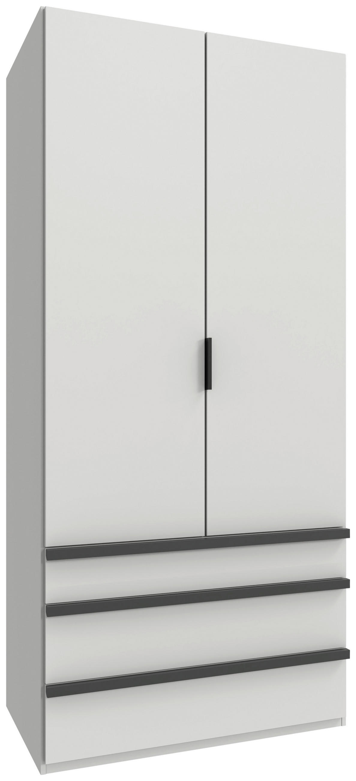 FALTTÜRENSCHRANK Weiss  - Weiss/Schwarz, Design, Holzwerkstoff (100/216/58cm) - Boxxx