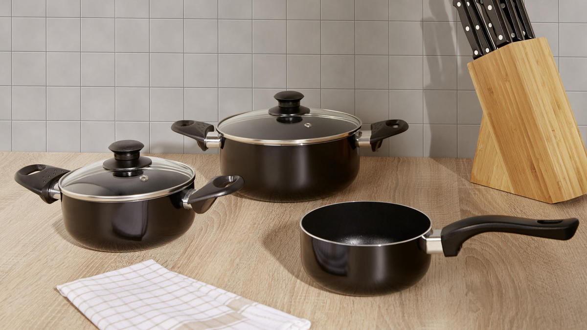 SET DE OALE 5 piese  - străveziu/negru, Basics, sticlă/metal - Luca Bessoni