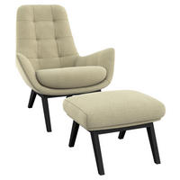 SESSELSET Flachgewebe Hocker    - Beige/Schwarz, Design, Holz/Textil (84/95/96cm) - MID.YOU