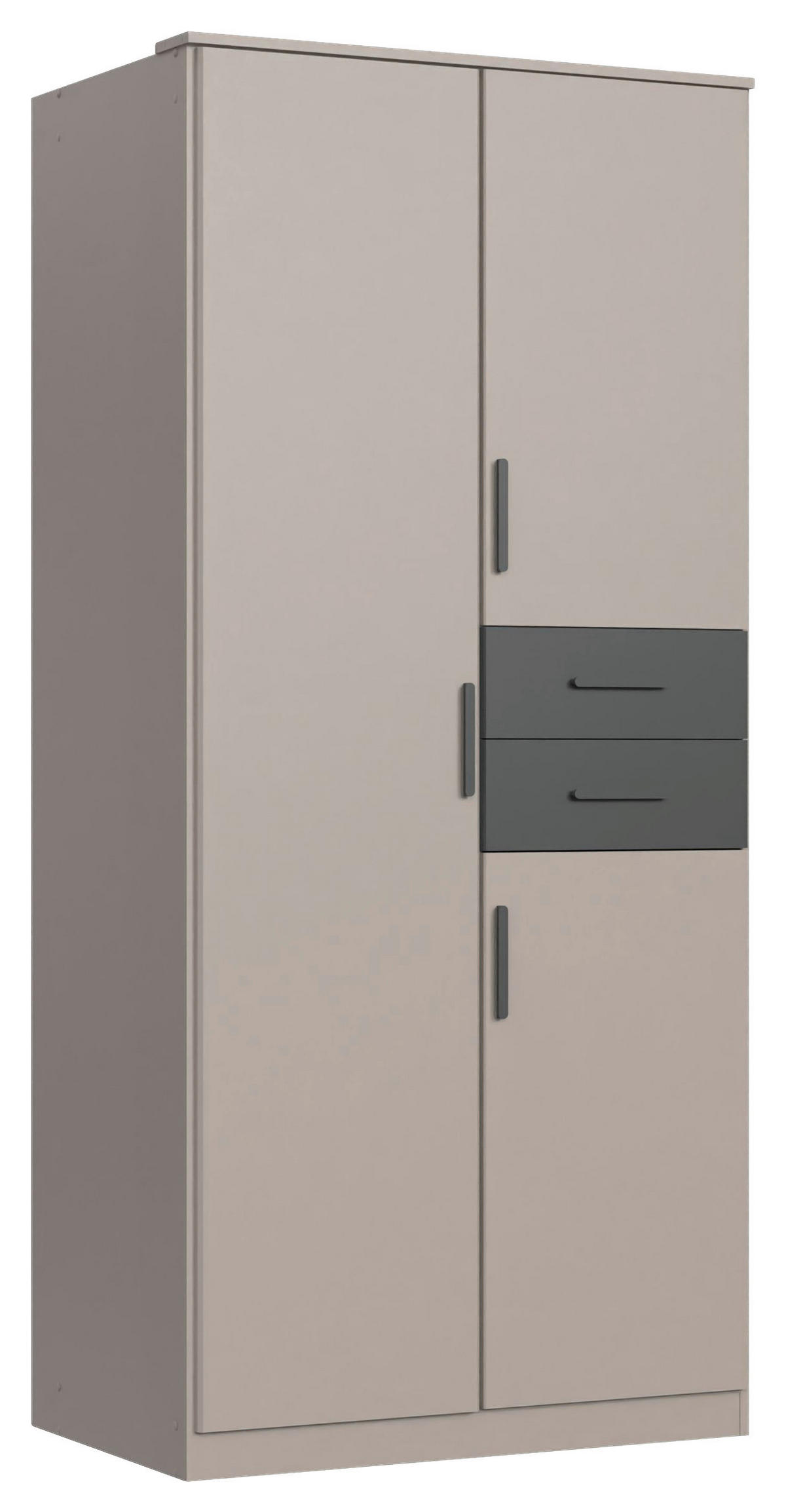 DREHTÜRENSCHRANK  in Graphitfarben, Grau, Sahara  - Schwarz/Graphitfarben, Design, Holzwerkstoff/Kunststoff (90/198/58cm) - Carryhome