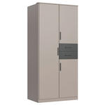 DREHTÜRENSCHRANK  in Graphitfarben, Grau, Sahara  - Schwarz/Graphitfarben, Design, Holzwerkstoff/Kunststoff (90/198/58cm) - Carryhome