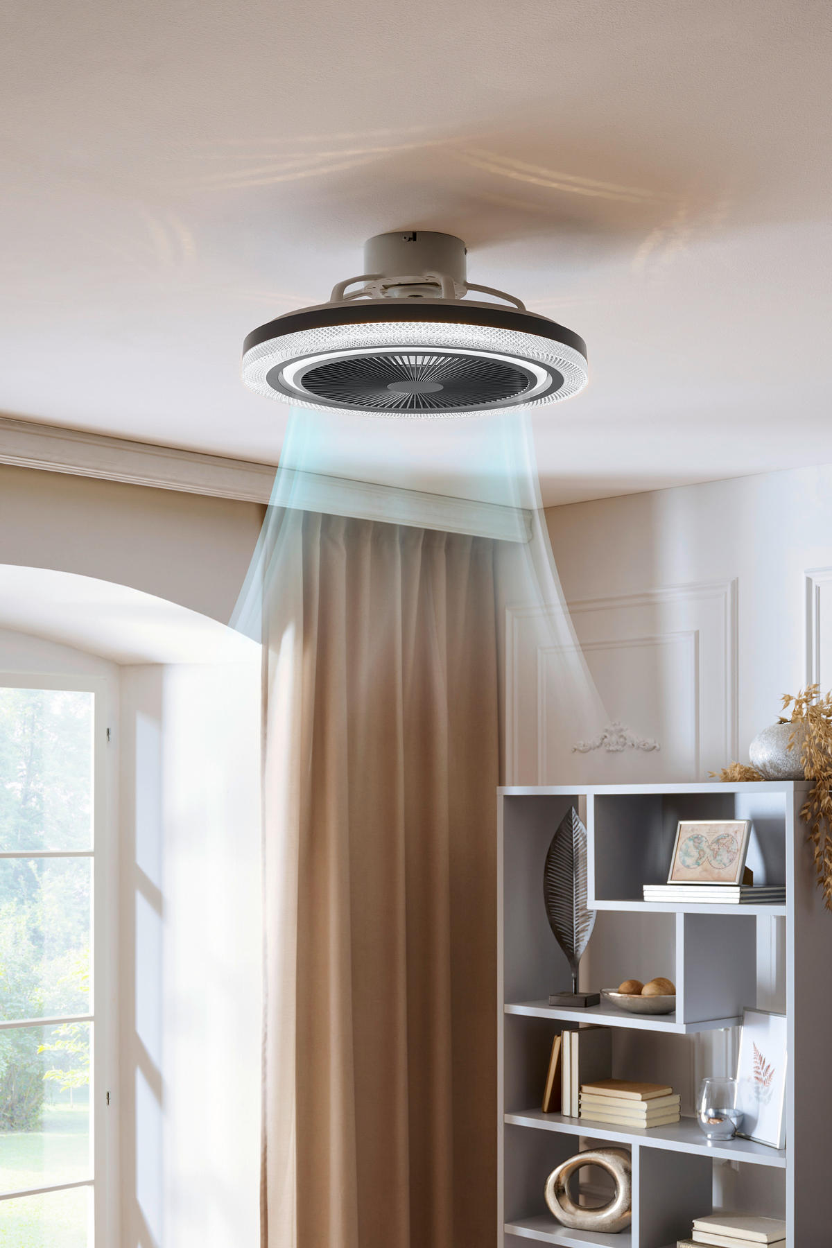 PLAFONSKI VENTILATOR   - siva/bela, Lajfstajl, metal/plastika (50/20cm) - Mican