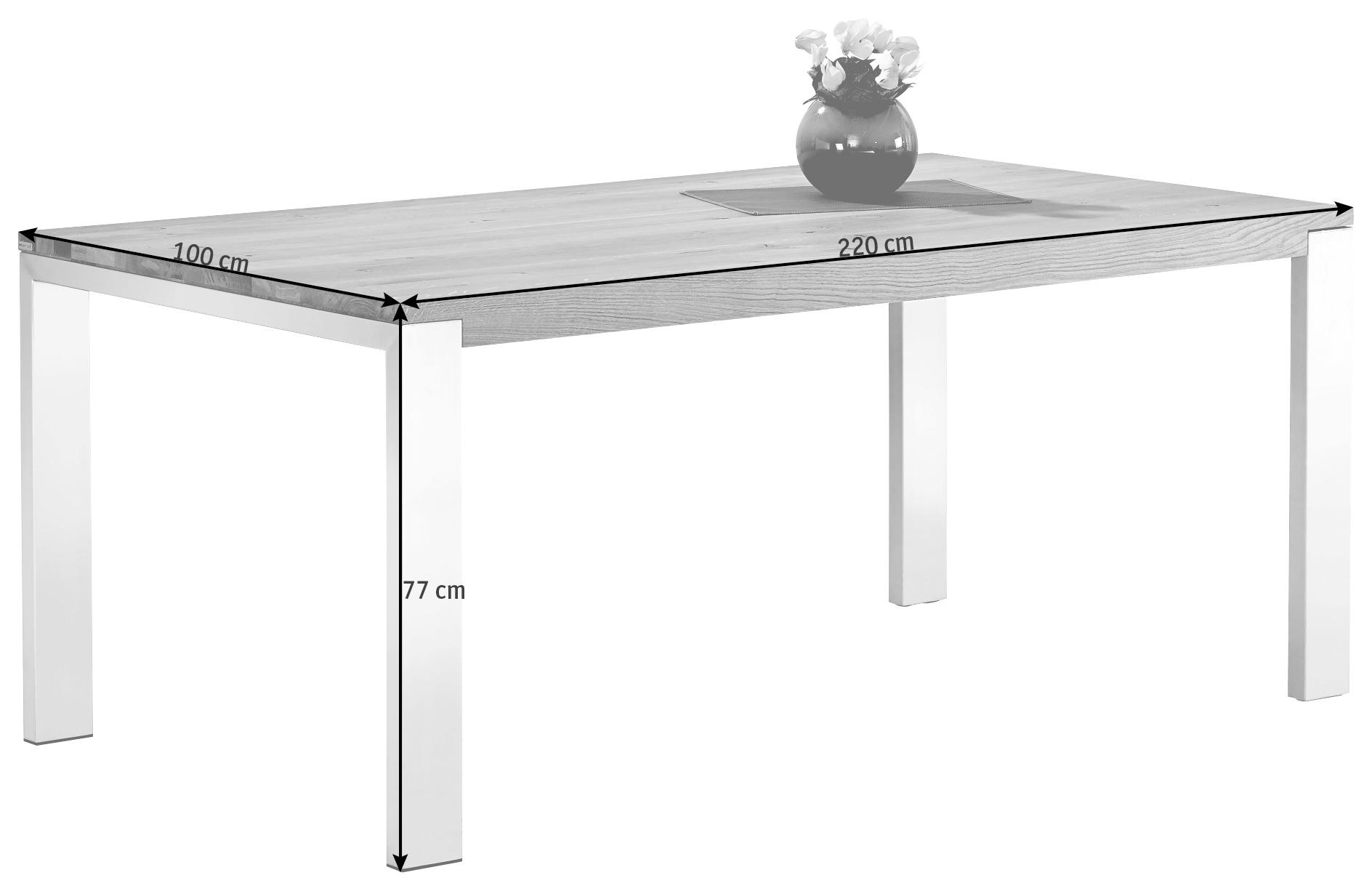 ESSTISCH in Holz, Metall 220/100/77 cm  - Eichefarben, Design, Holz/Metall (220/100/77cm) - Bert Plantagie