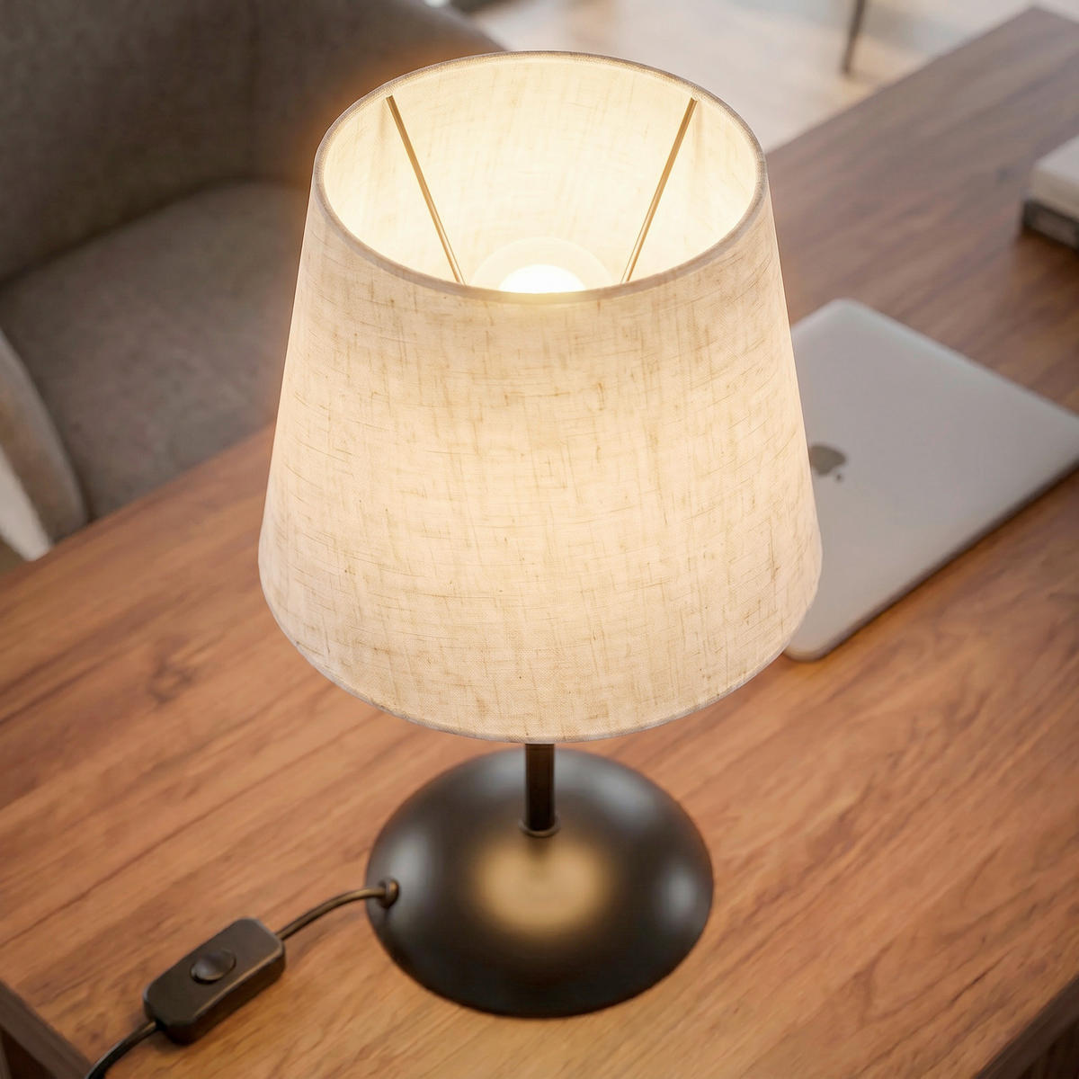 BORDSLAMPA Basic 15/29 cm   - beigebrun/svart, Klassisk, metall/textil (15/29cm) - Boxxx