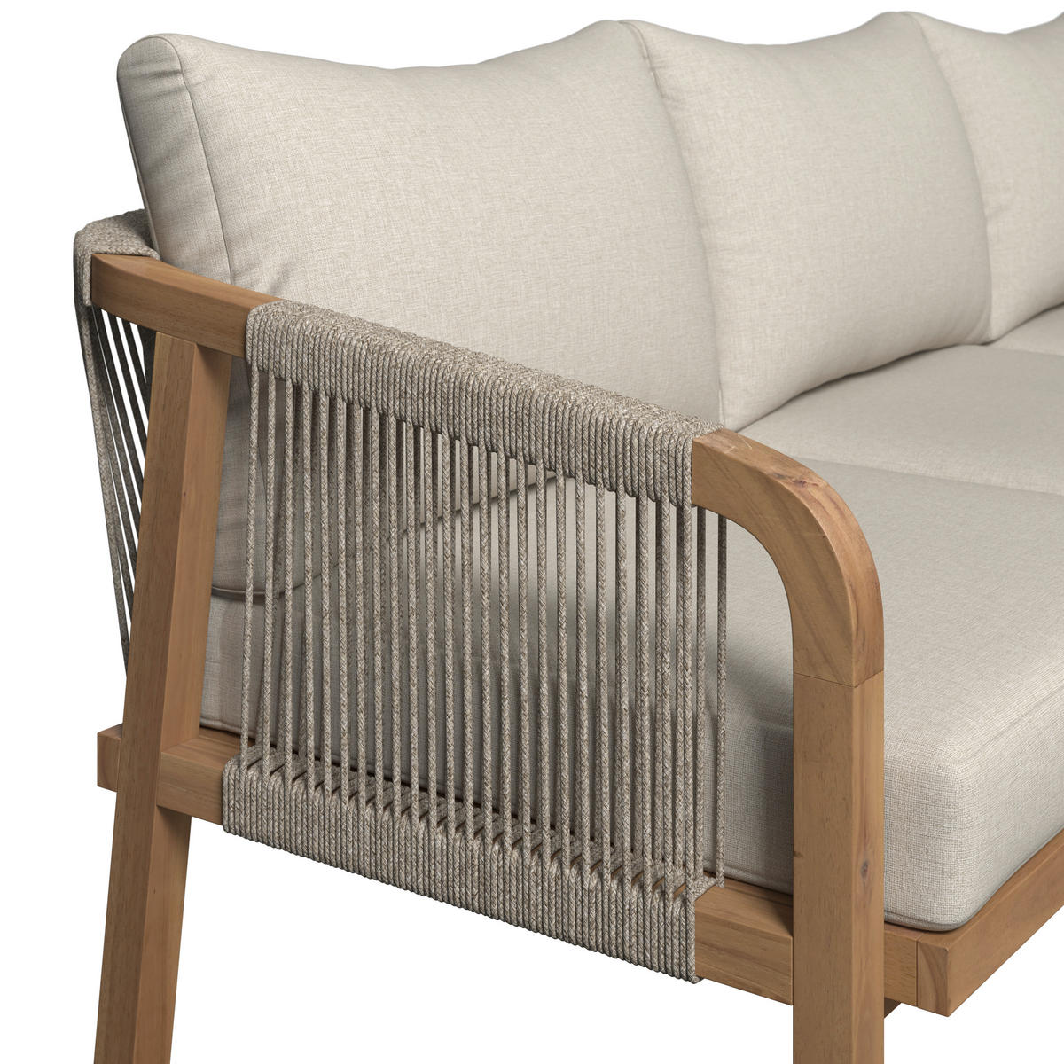 LOUNGEGARNITUR   203,5/69/79,5 cm Akazie massiv  - Beige/Akaziefarben, Natur, Holz (203,5/69/79,5cm) - Ambia Garden