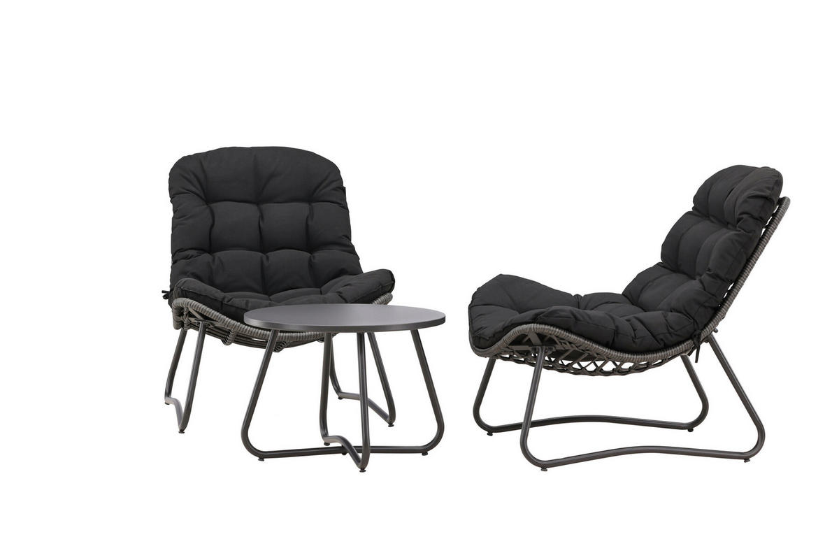 LOUNGEGARNITUR Stahl  - Schwarz/Grau, MODERN, Textil/Metall (68/76/93cm) - Gardenson