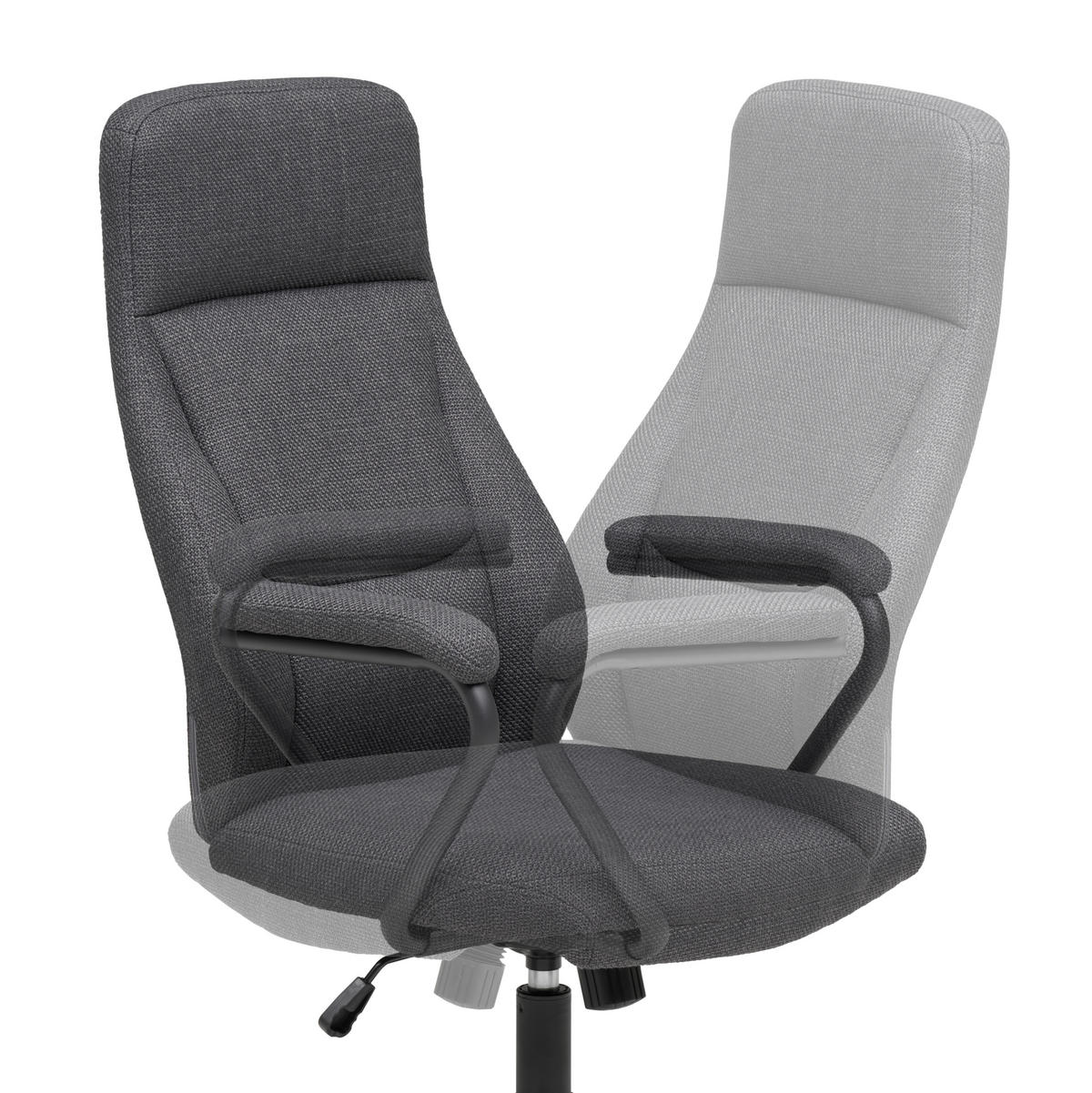 DREHSTUHL Webstoff Anthrazit, Schwarz  - Anthrazit/Schwarz, MODERN, Kunststoff/Textil (60/106-114/65cm) - MID.YOU