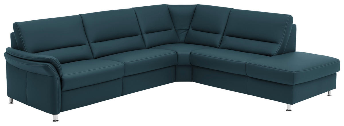 ECKSOFA in Echtleder Blau  - Blau/Beige, Design, Leder/Metall (288/249cm) - Beldomo Premium