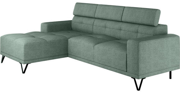 ECKSOFA  in Chenille Waldgrün  178/264 cm  - Waldgrün/Schwarz, KONVENTIONELL, Textil/Metall (178/264cm) - Hom`in