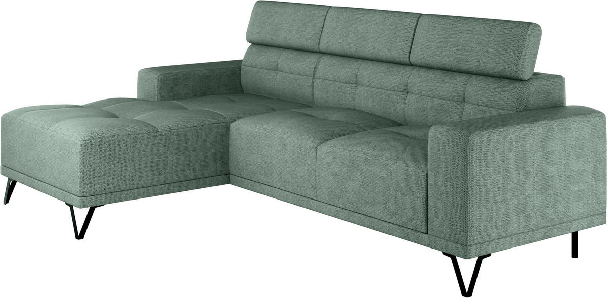 ECKSOFA Waldgrün Chenille  - Waldgrün/Schwarz, KONVENTIONELL, Textil/Metall (178/264cm) - Hom`in
