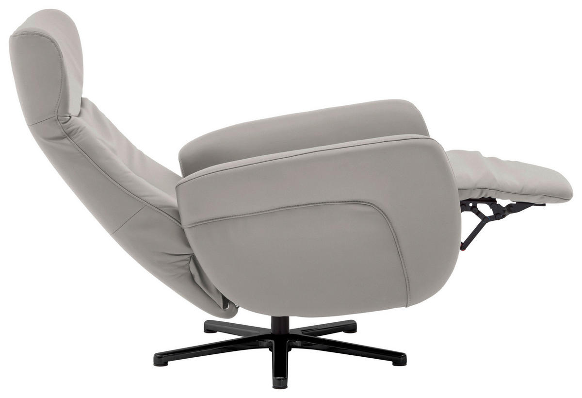 RELAXSESSEL in Leder Hellgrau  - Hellgrau/Schwarz, Design, Leder/Metall (76/112/83cm) - Beldomo Speed