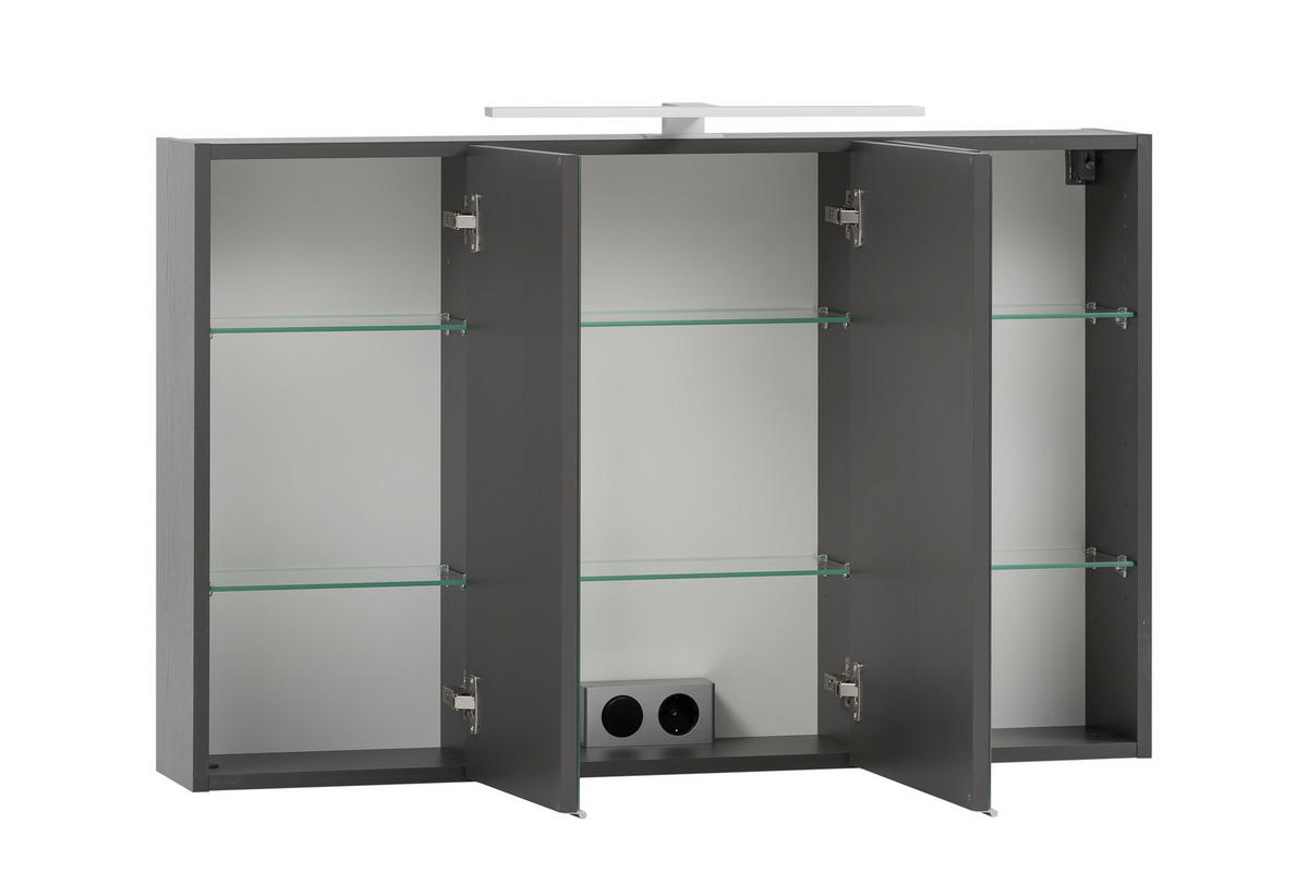 SPIEGELSCHRANK 100/64/20 cm  - Graphitfarben, Natur, Holzwerkstoff (100/64/20cm) - Xora