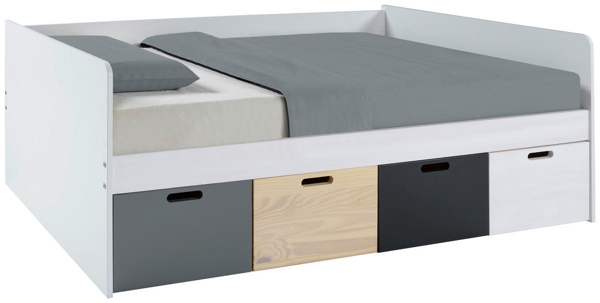 POSTEL S ÚLOŽNÝM PROSTOREM, 90/200 cm, šedá, přírodní barvy, černá - šedá/bílá, Moderní, dřevo/kompozitní dřevo (90/200cm) - MID.YOU