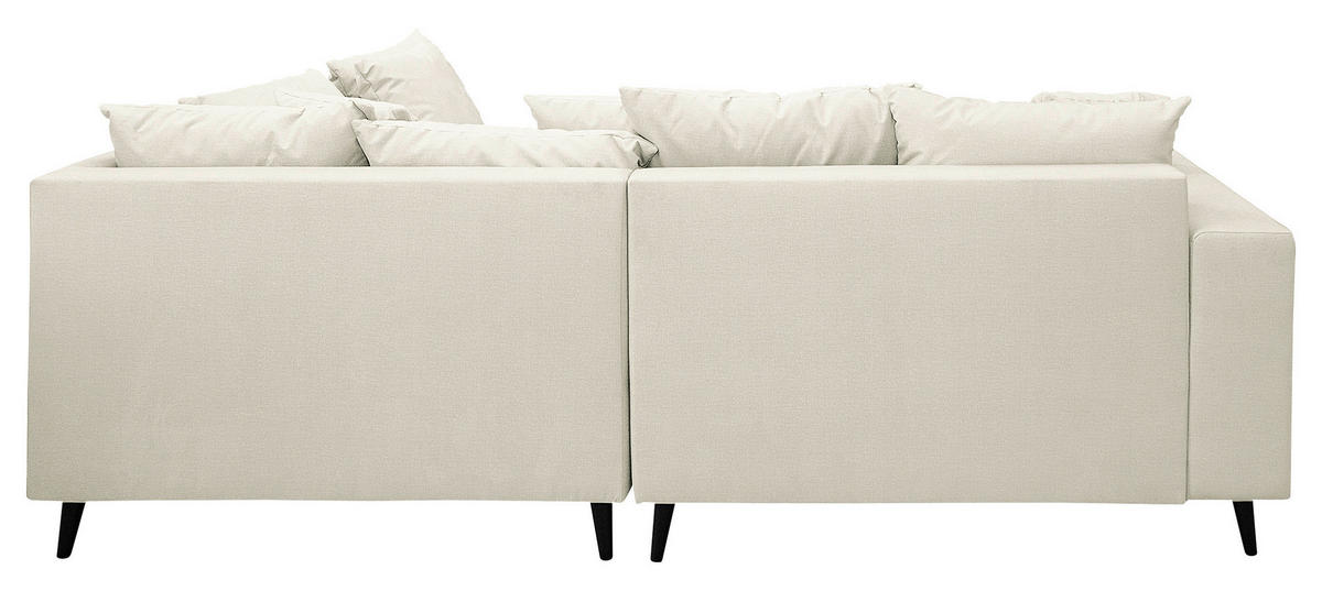 Ecksofa inkl. Hocker in Mikrofaser Hellgrau  - Hellgrau/Schwarz, Design, Holz/Textil (247/174cm) - MID.YOU