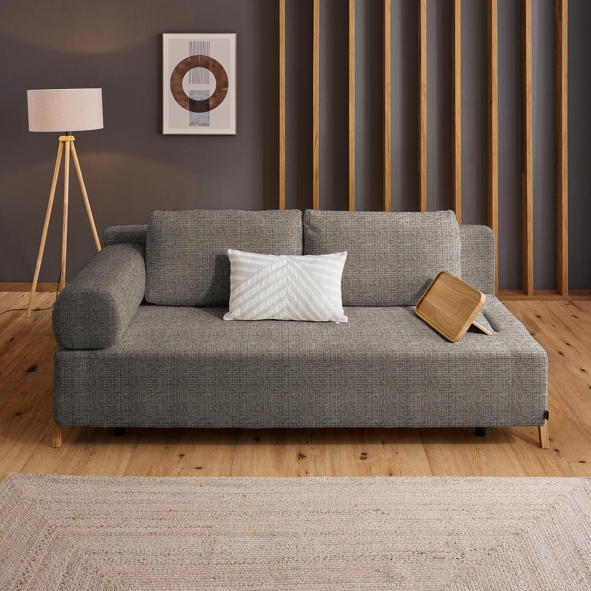 SCHLAFSOFA in Holz, Textil Taupe  - Taupe/Naturfarben, Design, Holz/Textil (211/88/102cm) - Niels Andersson