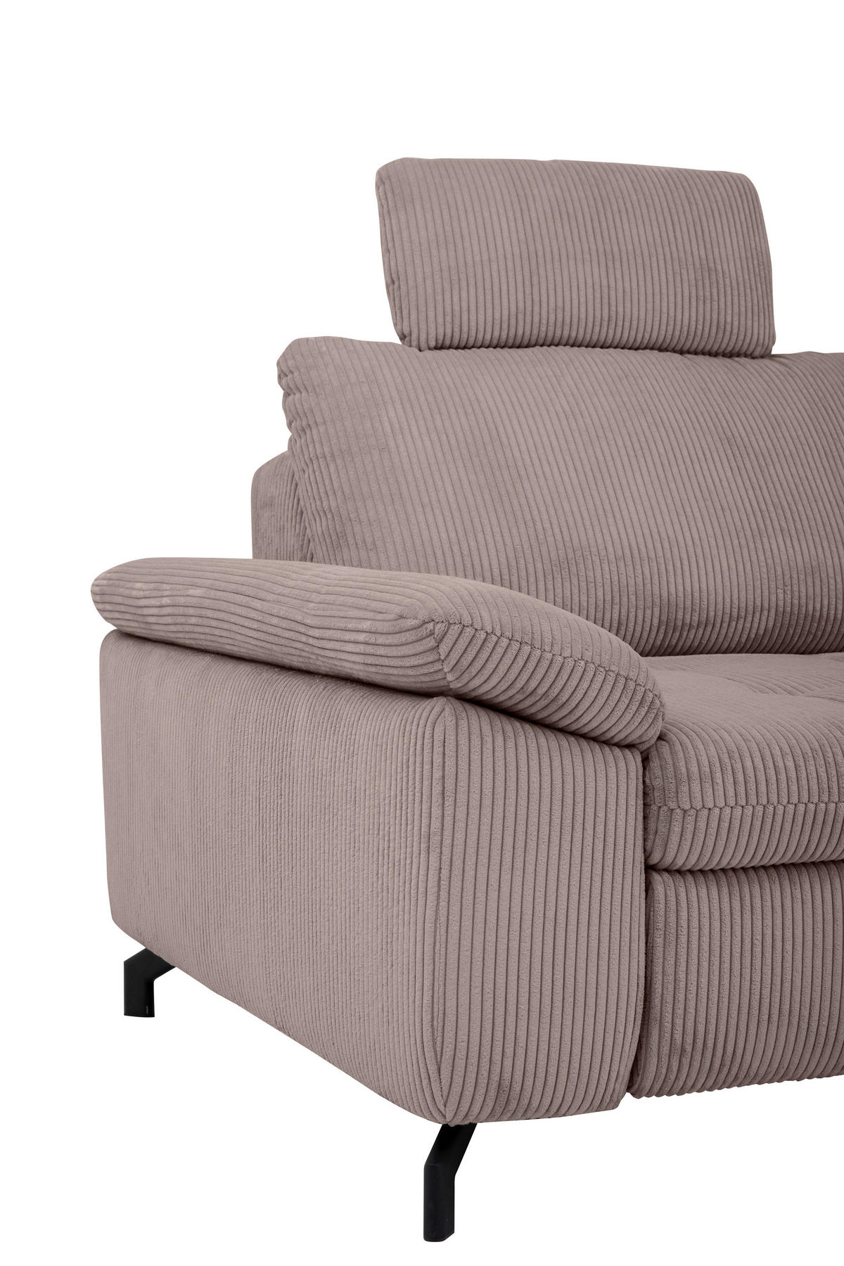 ECKSOFA in Cord, Velours Altrosa  - Schwarz/Altrosa, Design, Textil/Metall (291/197cm) - Beldomo Style