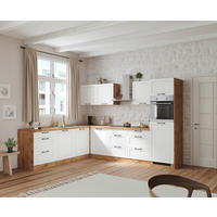 ECKKÜCHE 240/300 cm  in Weiß, Eiche Wotan  - Eiche Wotan/Schwarz, LIFESTYLE, Holzwerkstoff/Metall (240/300cm) - Held