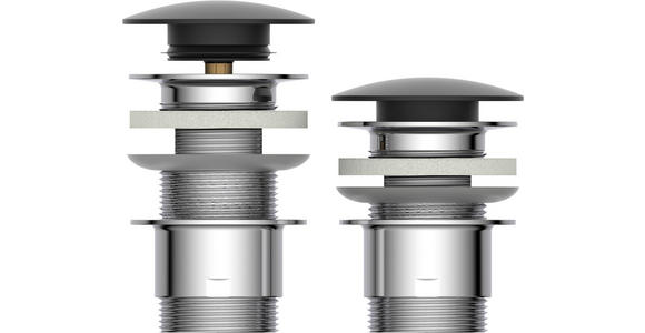 ABLAUFVENTIL  - Chromfarben/Schwarz, Basics, Metall (6,5cm) - Xora