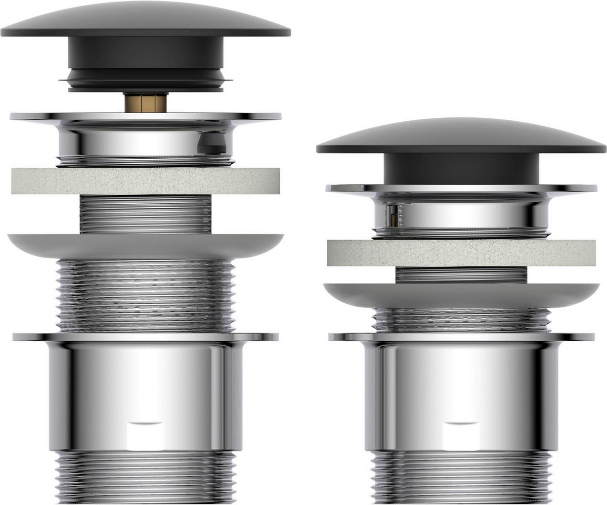 ABLAUFVENTIL  - Chromfarben/Schwarz, Basics, Metall (6,5cm) - Schütte