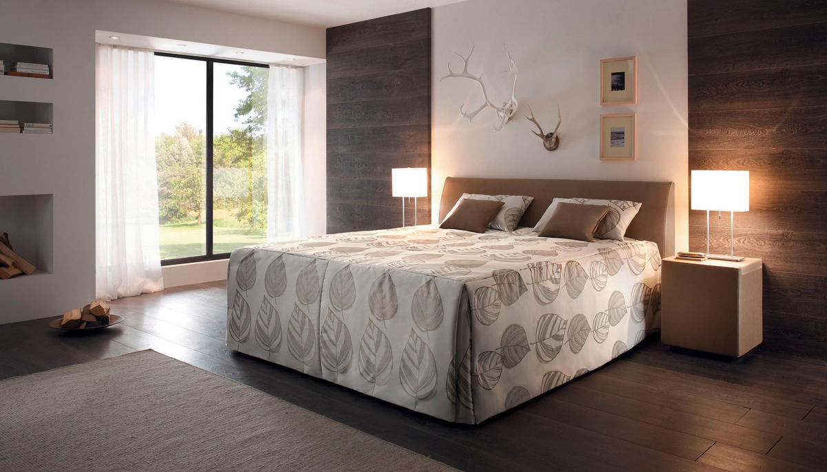 POLSTERBETT 180/200 cm,  in Grau, Matratze, gepolstertes Kopfteil, Lattenrost, Bettkasten, Tagesdecke, H2 + H2 = mittel  - Schlammfarben/Weiß, Design, Holzwerkstoff/Textil (180/200cm) - RUF Betten