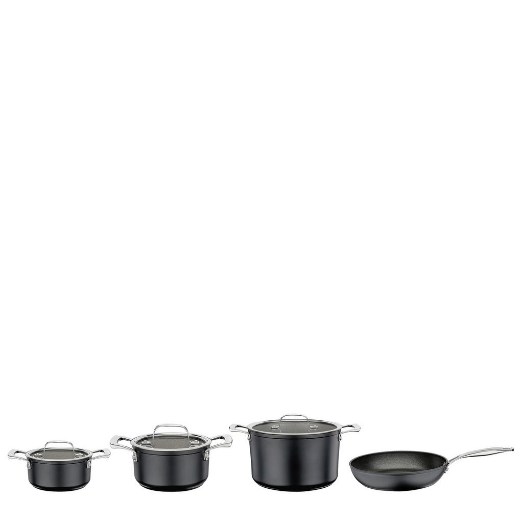 Thumbnail - Spring Kochtopfset Meridian Intense Pro, Schwarz, Metall, Glas, 4-teilig, 24 cm, 5,8 L,1,4 L,3,0 L, 19.6x39.5x60.6 cm, b...