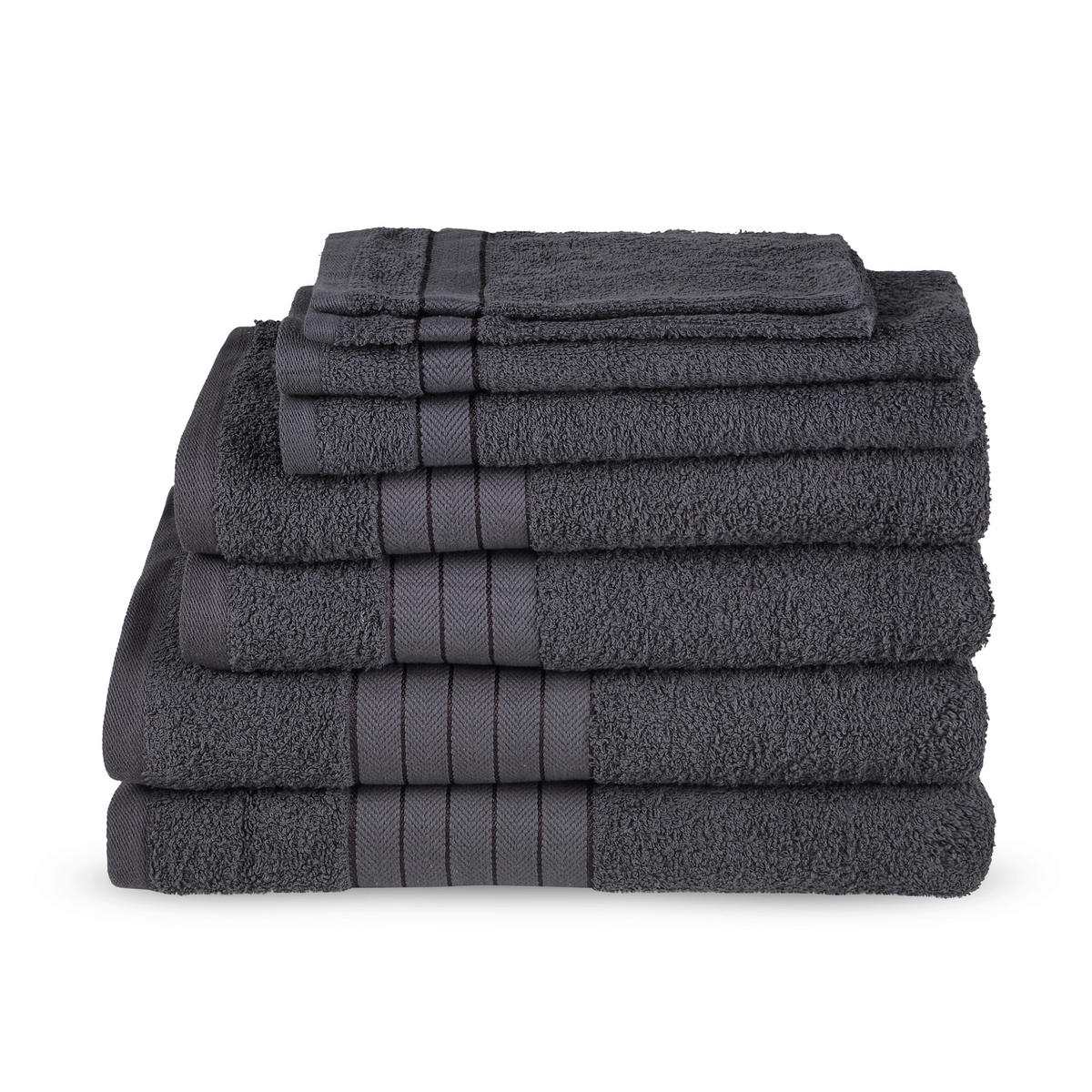 FROTTIERSET Anthrazit 8-teilig  - Anthrazit, Basics, Textil