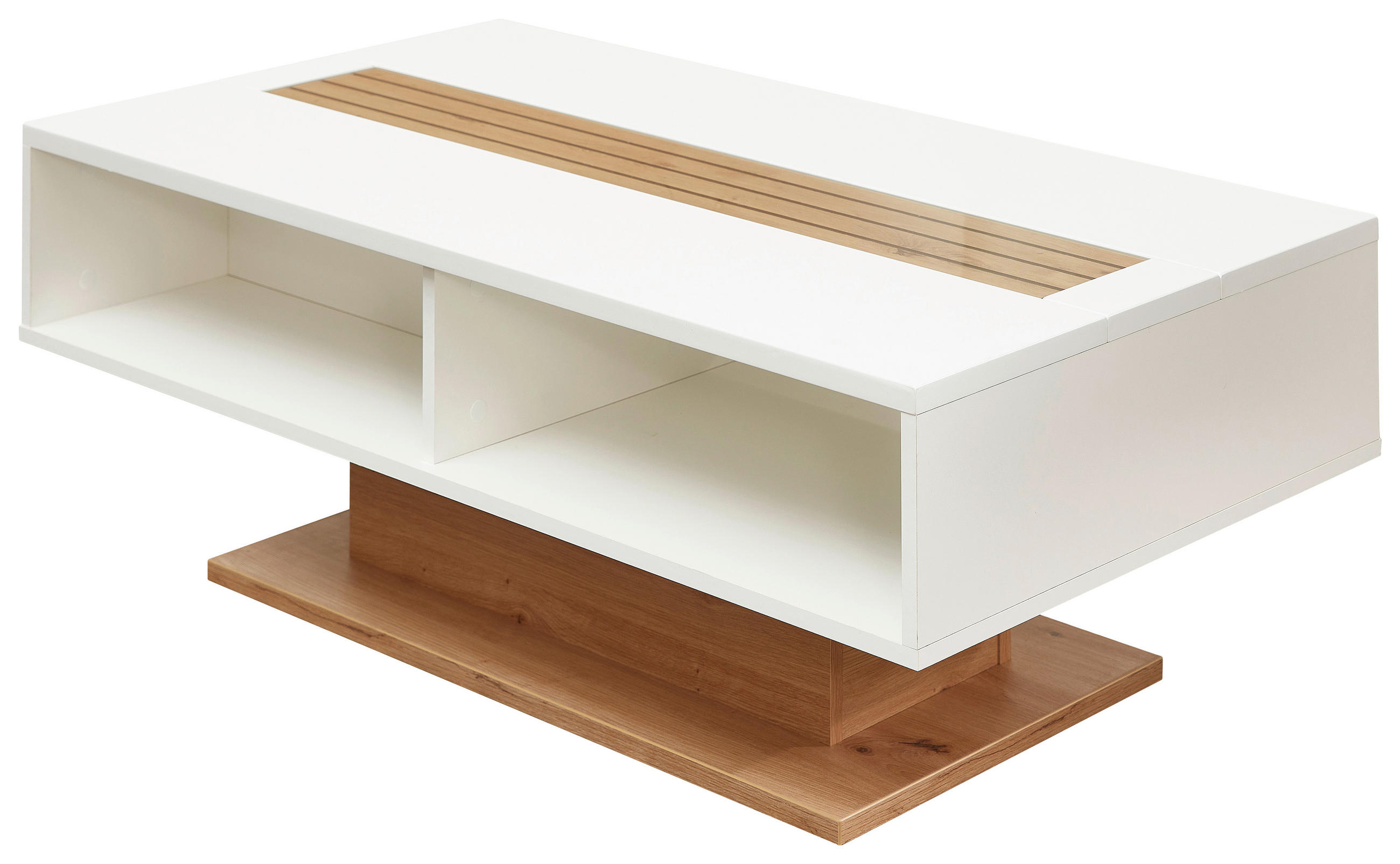 COUCHTISCH Klarglas rechteckig Schwarz, Weiß, Eiche Artisan  - Schwarz/Weiß, Design, Glas/Holzwerkstoff (120/43/65cm) - Livetastic