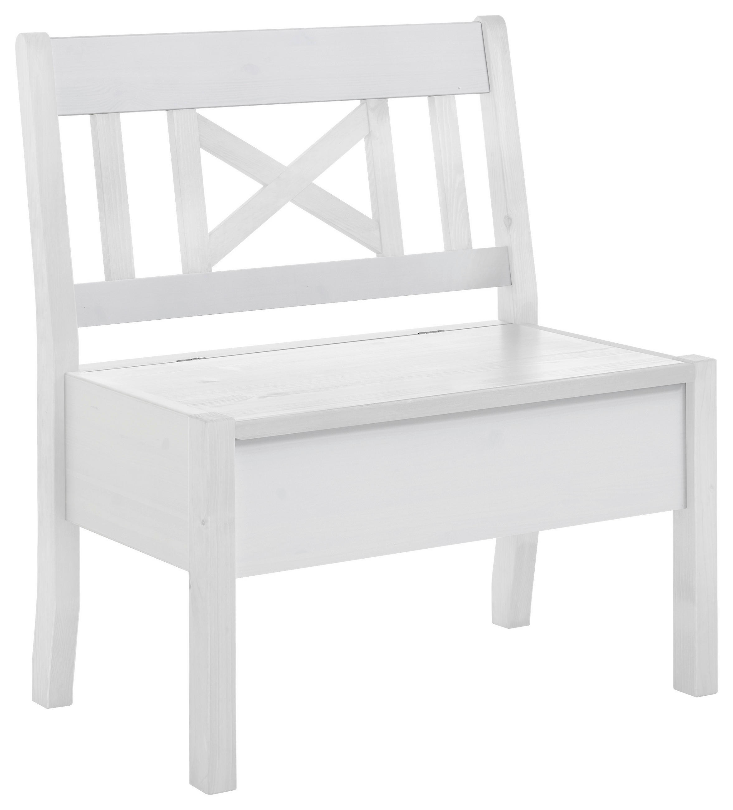 SITZBANK 84/93/58 cm Weiß Kiefer massiv  - Weiß, ROMANTIK / LANDHAUS, Holz (84/93/58cm) - Boxxx