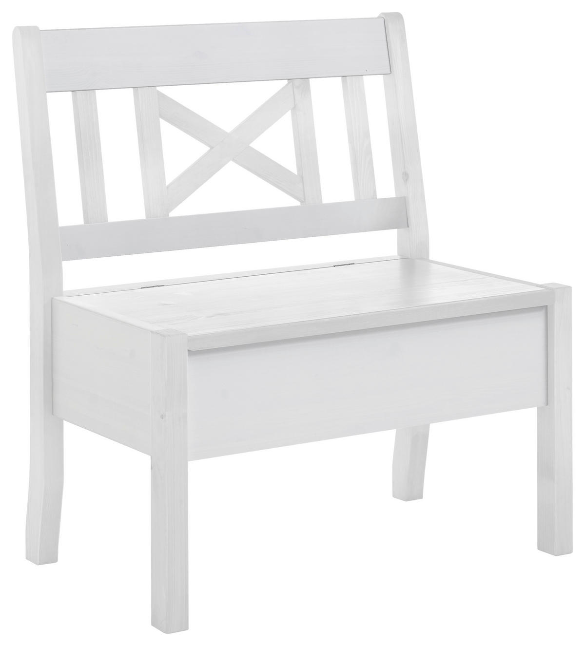 SITZBANK 84/93/58 cm Weiß Kiefer massiv  - Weiß, ROMANTIK / LANDHAUS, Holz (84/93/58cm) - Boxxx