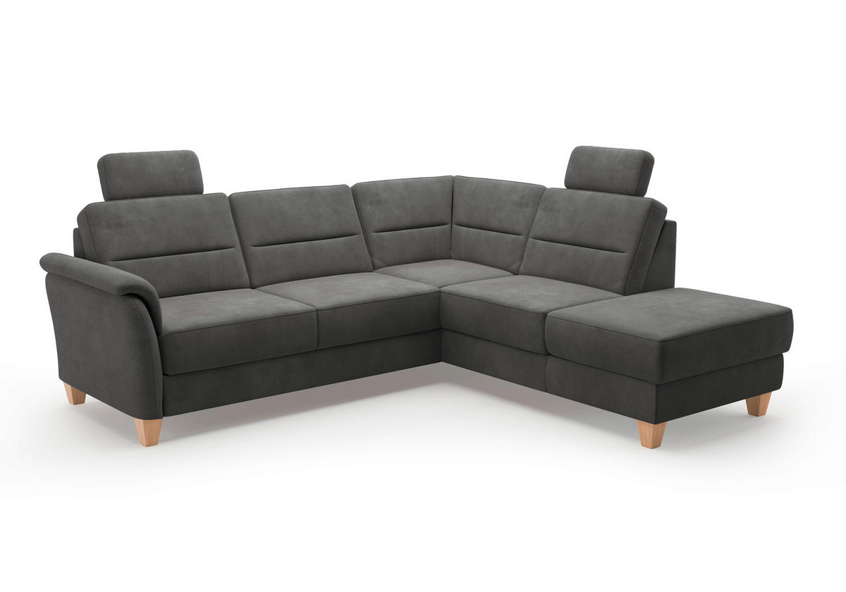 ECKSOFA in Flachgewebe Schwarz  236/212 cm  - Eichefarben/Schwarz, KONVENTIONELL, Holz/Textil (236/212cm) - Sit & More