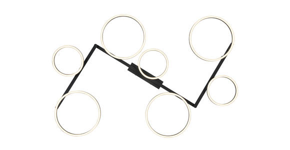 LED-DECKENLEUCHTE 118/127/12 cm  - Schwarz, Design, Kunststoff/Metall (118/127/12cm) - Novel