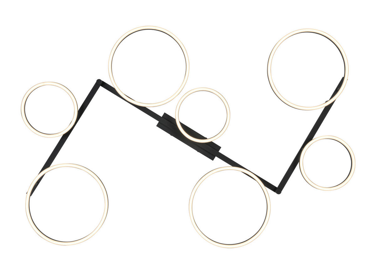 LED-DECKENLEUCHTE 118/127/12 cm  - Schwarz, Design, Kunststoff/Metall (118/127/12cm) - Novel