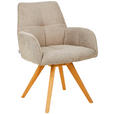 ARMLEHNSTUHL  in Webstoff  - Taupe/Eichefarben, KONVENTIONELL, Holz/Textil (62/87,5/68,5cm) - Linea Natura