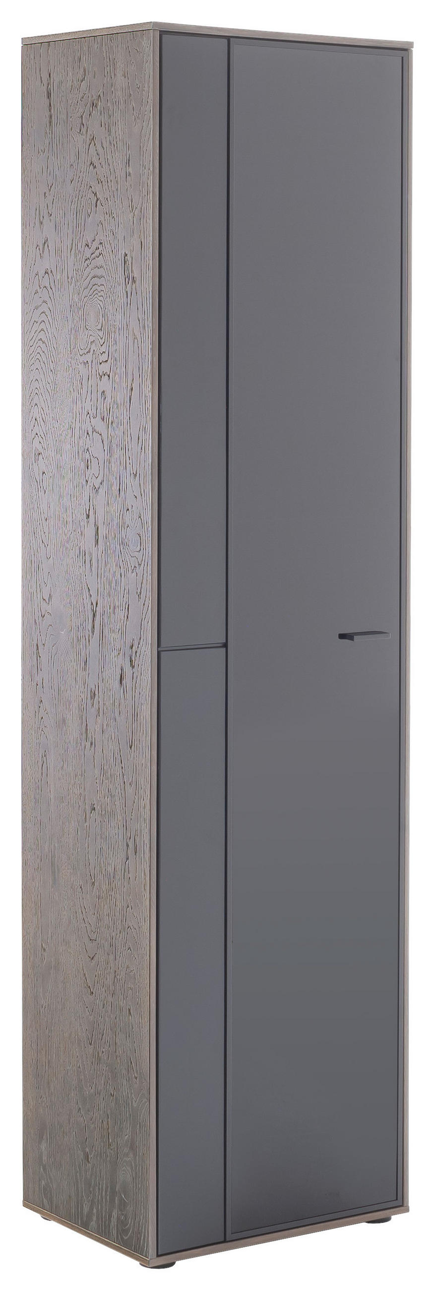 VITRINE  in furniert Eiche Schwarz, Eichefarben - Eichefarben/Anthrazit, Design, Glas/Holz (50/190/37cm) - Novel