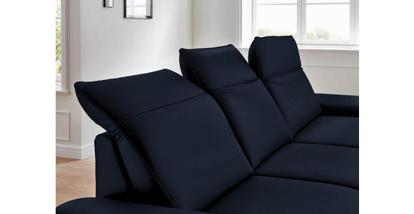 ECKSOFA in Echtleder Dunkelblau 328/193 cm - Schwarz/Dunkelblau, Design, Leder/Metall (328/193cm) - Dieter Knoll