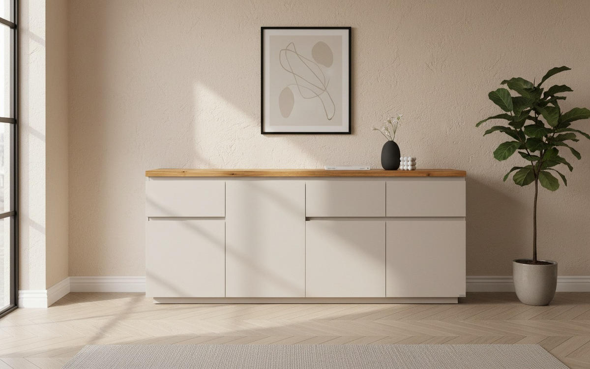 SIDEBOARD 195/82/42 cm  - Kaschmir/Eichefarben, KONVENTIONELL, Holz/Holzwerkstoff (195/82/42cm) - Novel