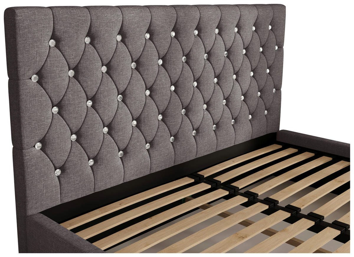 POLSTERBETT 200/200 cm,  in Anthrazit, gepolstertes Kopfteil, Lattenrost, Bettkasten,  - Chromfarben/Anthrazit, MODERN, Holz/Kunststoff (200/200cm) - Chameo