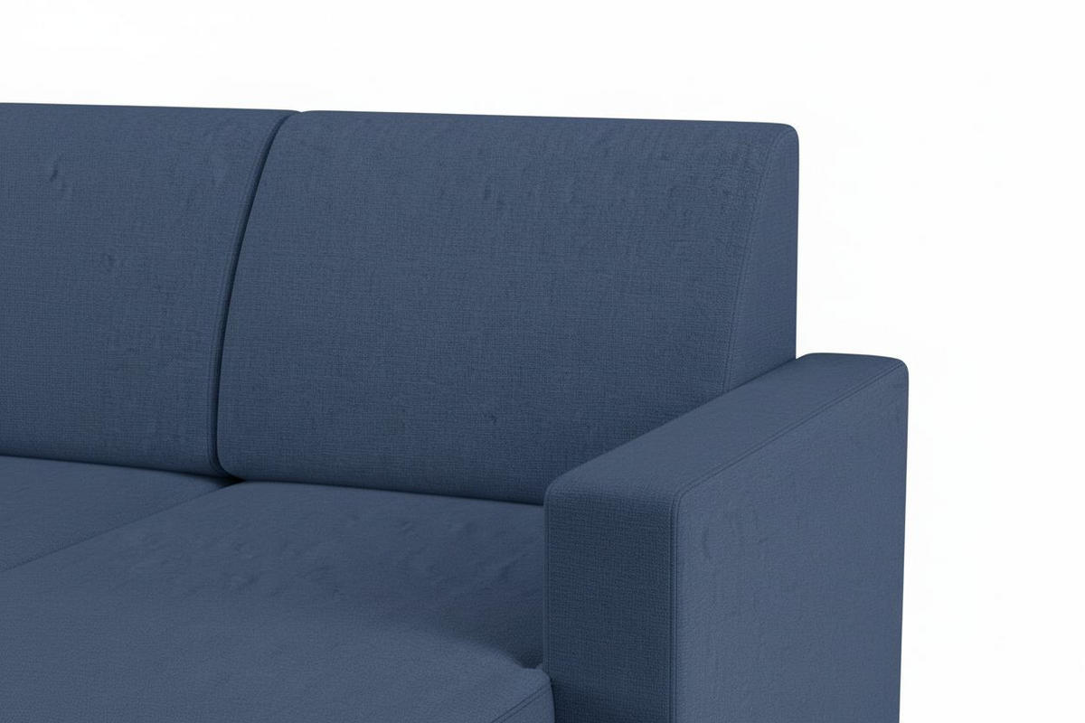WOHNLANDSCHAFT NIKAS Blau Bouclé  - Blau/Buchefarben, Design, Holz/Textil (310/198/145cm) - MID.YOU