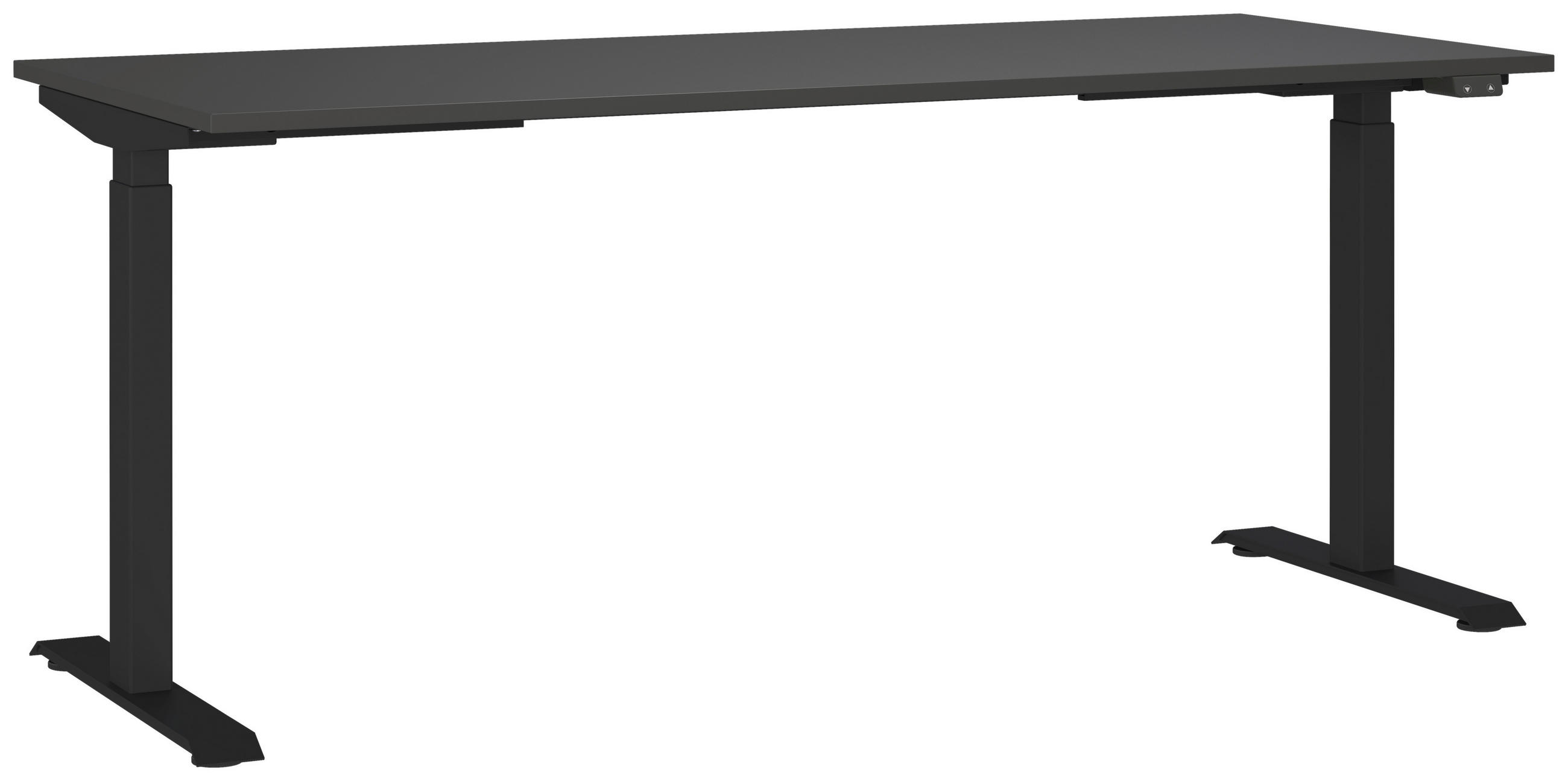 SCHREIBTISCH höhenverstellbar  - Graphitfarben/Schwarz, MODERN, Holzwerkstoff/Metall (180/80/72-120cm) - Germania