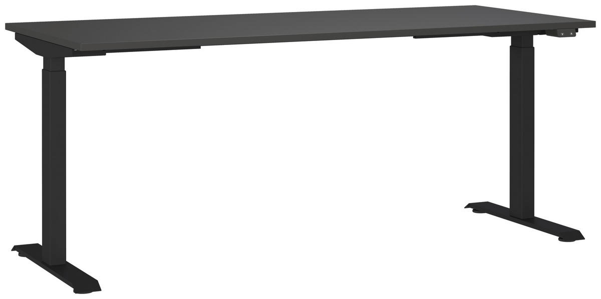 SCHREIBTISCH höhenverstellbar  - Graphitfarben/Schwarz, MODERN, Holzwerkstoff/Metall (180/80/72-120cm) - Germania