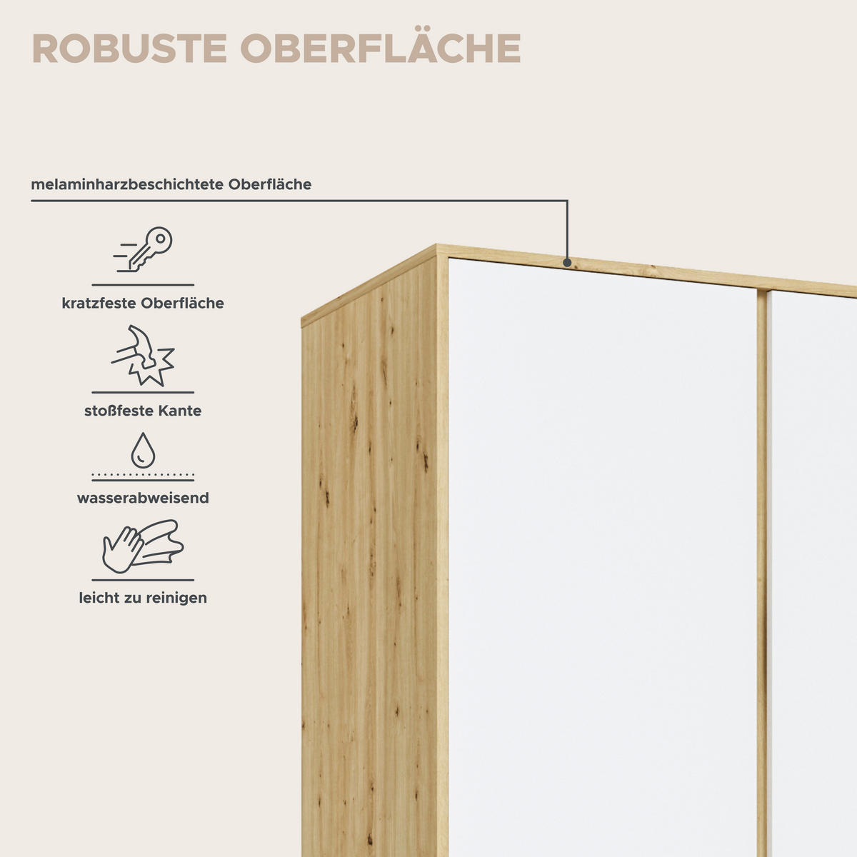 DREHTÜRENSCHRANK 100/194/56 cm,  in Weiß, Eiche Artisan, 3-türig  - Weiß/Eiche Artisan, MODERN, Holzwerkstoff (100/194/56cm) - MID.YOU